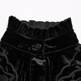 Retro embroidered velvet shirt