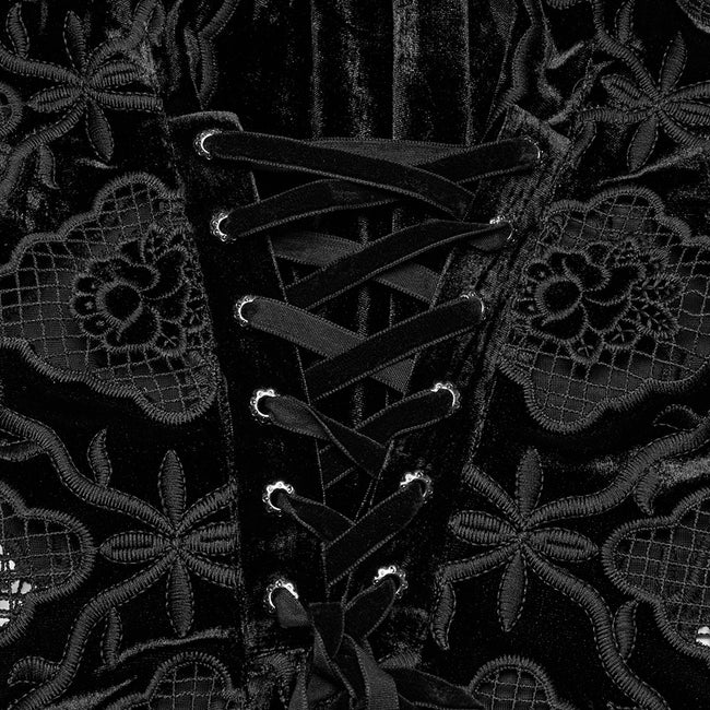 Retro embroidered velvet shirt