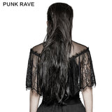Gorgeous Floral Pattern Sleeveless Light Lace Gothic T-Shirt