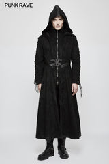 Winter Velvet Dark Angel Long Gothic Coat With Large Hat
