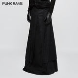 Jacquard Fabric Half Long Black Gothic Skirt For Men