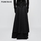 Jacquard Fabric Half Long Black Gothic Skirt For Men