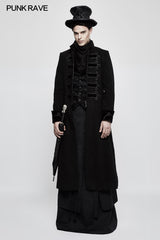 Jacquard Fabric Half Long Black Gothic Skirt For Men