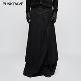 Jacquard Fabric Half Long Black Gothic Skirt For Men
