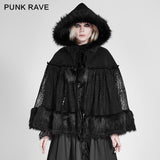 Lolita Style Warm Gothic Coat Woolen And Lace Fabric Cloak For Women