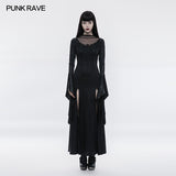 Gorgeous Black High Split Lace Gothic Dress
