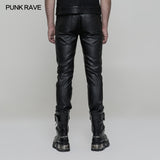 Simple All-match Trousers Elastic Leather Punk Pants