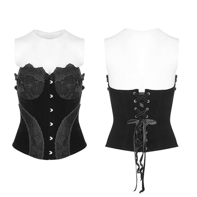 Gothic Gorgeous Velvet & Lace Steel Boned Overbust Corset