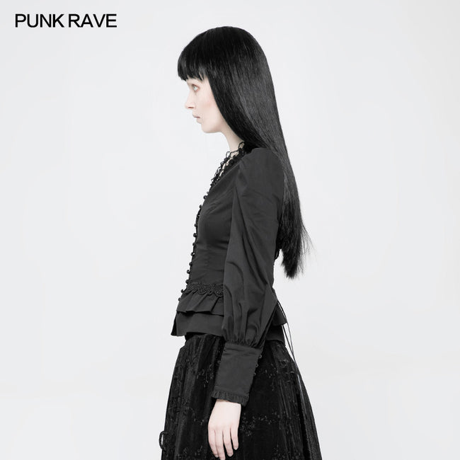 Gothic Cotton Woven Slim Fit Shirt For Women