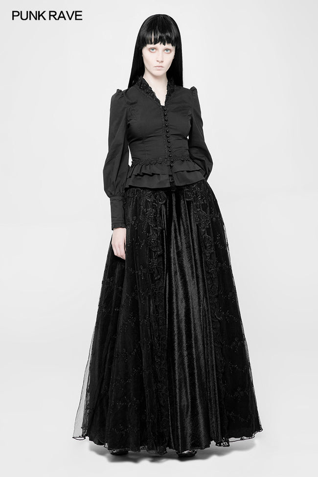 Gothic Cotton Woven Slim Fit Shirt For Women