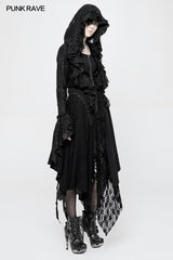 Punk Decadent Asymmetric Knitted Witch Dress With Lace