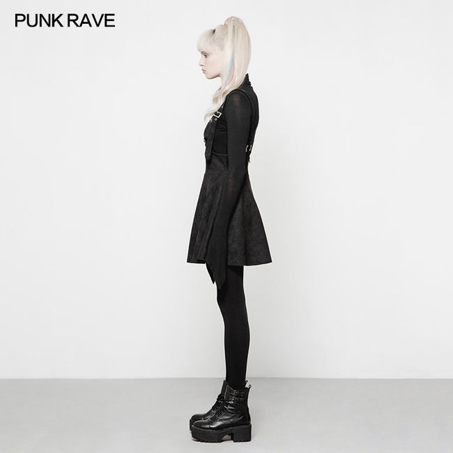 Punk Suede Personality High Waisted Suspender Skirt For Girls