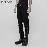 Punk Metal Pattern Buttons Splicing Pants Men's Uniform Trousers