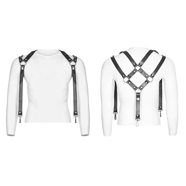 Personality Punk Leather Cross Shoulder Strap Suspenders Accessories