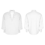 Men's Retro Gothic Long Sleeve Shirt With Disa Floret Collar Design