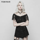 Sexy Gothic Two Wear Off Shoulder Strap Lace Shirt