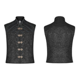 Mens Black Victorian Gothic Jacquard Vest