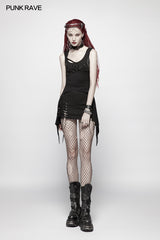 Daily Punk Cross Neck T-Shirt Irregular Vest