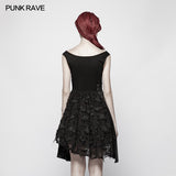 Punk Stretch Knitting Deep V Asymmetrical Dress