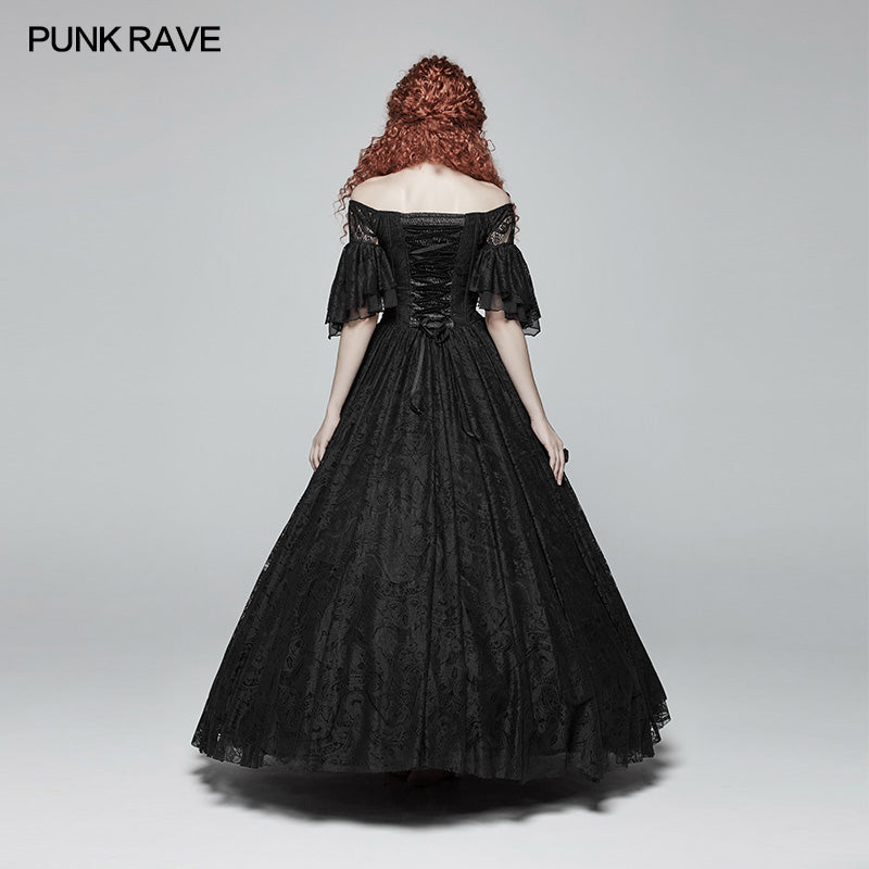 Gorgeous Off Shoulder Victorian Lace Long Dress– Punkravestore