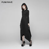 Gothic Bat Wing Hooded Long Sleeves Asymmetrical Dress