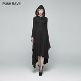 Gothic Bat Wing Hooded Long Sleeves Asymmetrical Dress