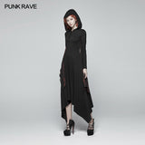 Gothic Bat Wing Hooded Long Sleeves Asymmetrical Dress