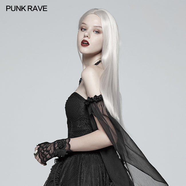 Gothic Black Lace Tulle Glove - One Pair