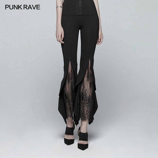 Gothic Flared Lace Leggings For Women With Cross Decoration