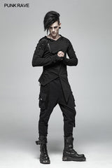 Punk Dark Knit Trousers Carrot  Pants With Three-dimensional Pockets Decoration