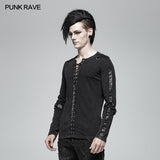 Steampunk Lace-up Neckline Long Sleeve T Shirt