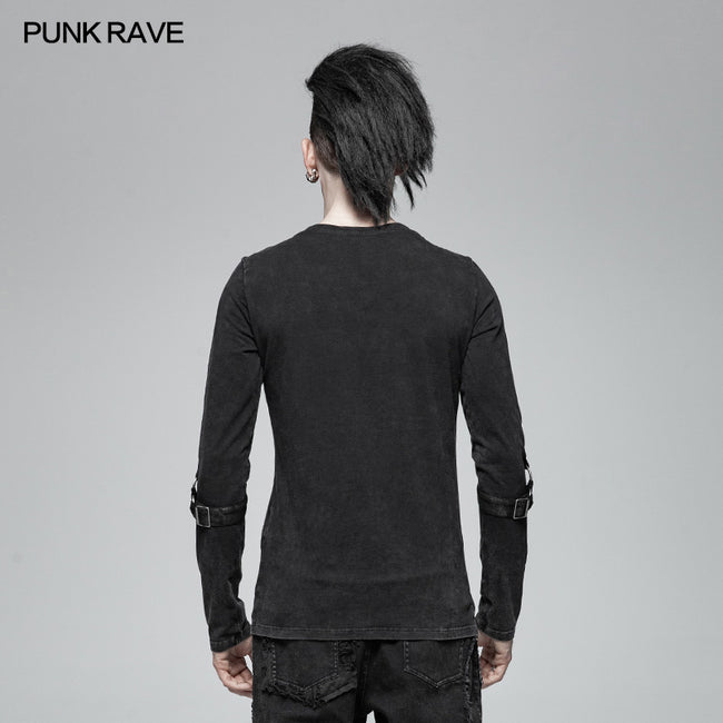 Steampunk Lace-up Neckline Long Sleeve T Shirt