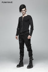 Steampunk Lace-up Neckline Long Sleeve T Shirt