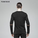 Steampunk Lace-up Neckline Long Sleeve T Shirt