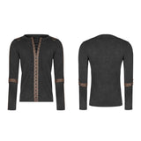 Steampunk Lace-up Neckline Long Sleeve T Shirt