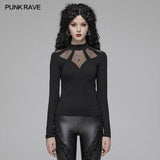 Gothic Hollow-out Long Sleeve T-shirt For Women