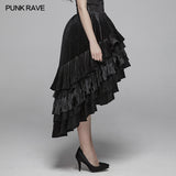 Gothic Dark Grain Velvet Irregular Half Skirt For Women