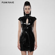 Punk sci-fi art patent leather Chinese style dress