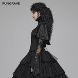 Gothic High Collar Long Sleeve Shawl Lace Shirt