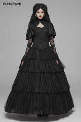 Gothic High Collar Long Sleeve Shawl Lace Shirt