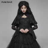 Gothic High Collar Long Sleeve Shawl Lace Shirt