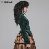 Gothic Dark-Grain Long Sleeve Velvet Shirt