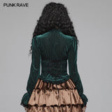 Gothic Dark-Grain Long Sleeve Velvet Shirt