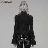 Gothic Dark-Grain Long Sleeve Velvet Shirt