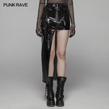 Punk Women Bright PU Asymmetric Skirt