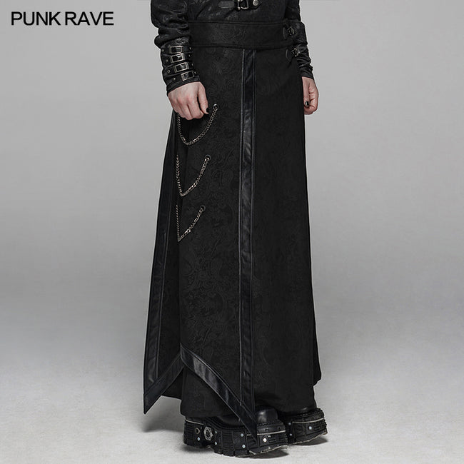 Gothic Floral Suede & Joint Leather Long Overskirt