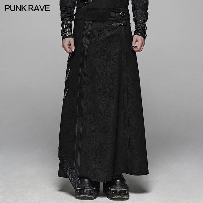 Gothic Floral Suede & Joint Leather Long Overskirt