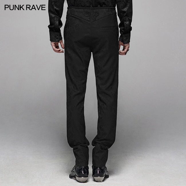 Gothic Floral Metal Swallow Black Suit Trousers