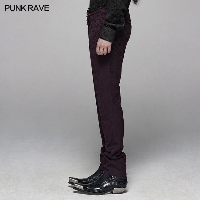 Gothic Floral Metal Swallow Black Suit Trousers
