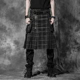 Gingham Man Above-the-knee Sheath Black Punk Skirt